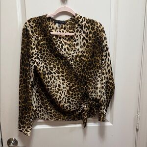 Stylish Leopard Print Wrap Blouse
